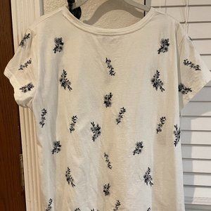 Club Monaco White Embroidered Cotton Tshirt